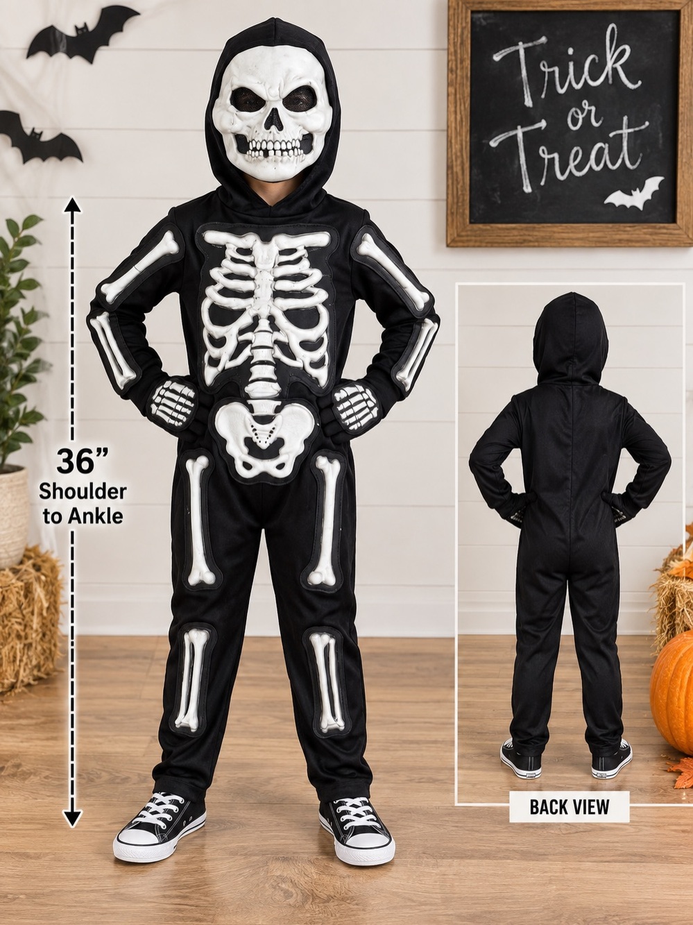 💀 Spirit Halloween Kids 3D Raised Bone Skeleton Costume Size Small